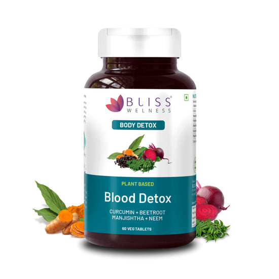 Bliss Welness DetoxBliss Blood Detox & Purify Combo of Beetroot Manjishtha Neem & Curcumin Anti Acne & Anti Bacterial & Fungal Supplement - 60 Vegetarian Tablets