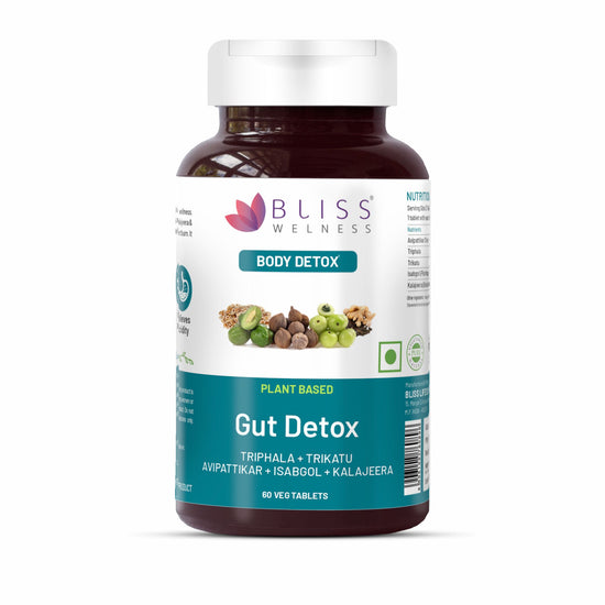 Bliss Welness DetoxBliss Gut Detox Tablet Health Cleanse Purify | Probiotics Trikatu Triphala Avipattikar | Stomach Health Digestion Metabolism Toxin Removal Acidity Gas Control Herbal Supplement