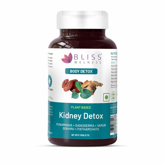 Bliss Welness DetoxBliss Kidney Detox Cleanse Purifier | Gokhru Patharchata Ganoderma | Urinary Tract Infection (UTI) Kidney Stone Dissolution Herbal Supplement - 60 Vegetarian Tablets