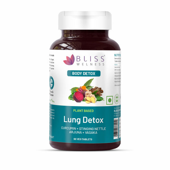 Bliss Welness DetoxBliss Lung Detox Cleanse Purify | Curcumin Trikatu Punerneva Echinecea | Respiratory Support Tar & Toxin Removal Antioxidant Herbal Supplement - 60 Vegetarian Tablets