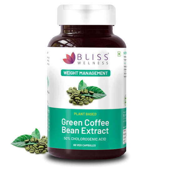 Bliss Welness  SlimBliss Pure Weight Management Appetite Control | Green Coffee Bean Extract 50% | Fatty Liver Care Enhance Metabolism Strong Antioxidant Natural Supplement - 60 Vegetarian Capsules